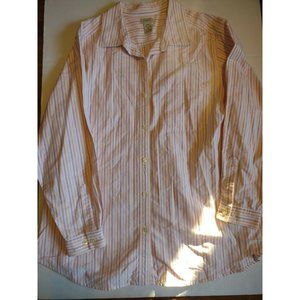 LL Bean Button Up Shirt Women's 3xl Strip Long Sleeve Pirple Pink